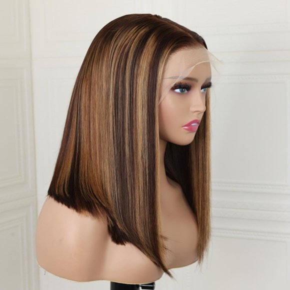 [10 INCH] Honey Blonde Ombre Bob Wig 13x4 Lace Front - Picture 3 of 6